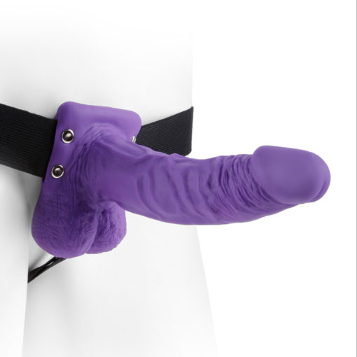 Pipedream Products Fetish Fantasy 7" Hollow Strap-On with Balls Purple - Image 2