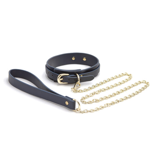 NS Novelties Bondage Couture Collar & Leash  - Blue - Image 2