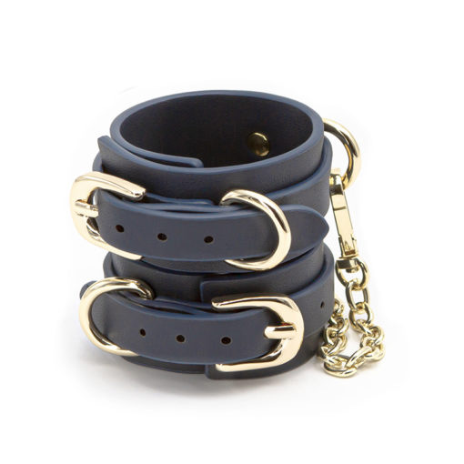 NS Novelties Bondage Couture Wrist Cuff  -  Blue - Image 2