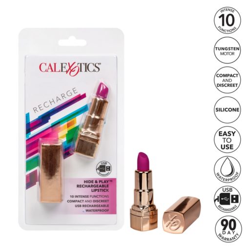 California Exotics Hide & Play Rechargeable Lipstick  - Purple - Image 4