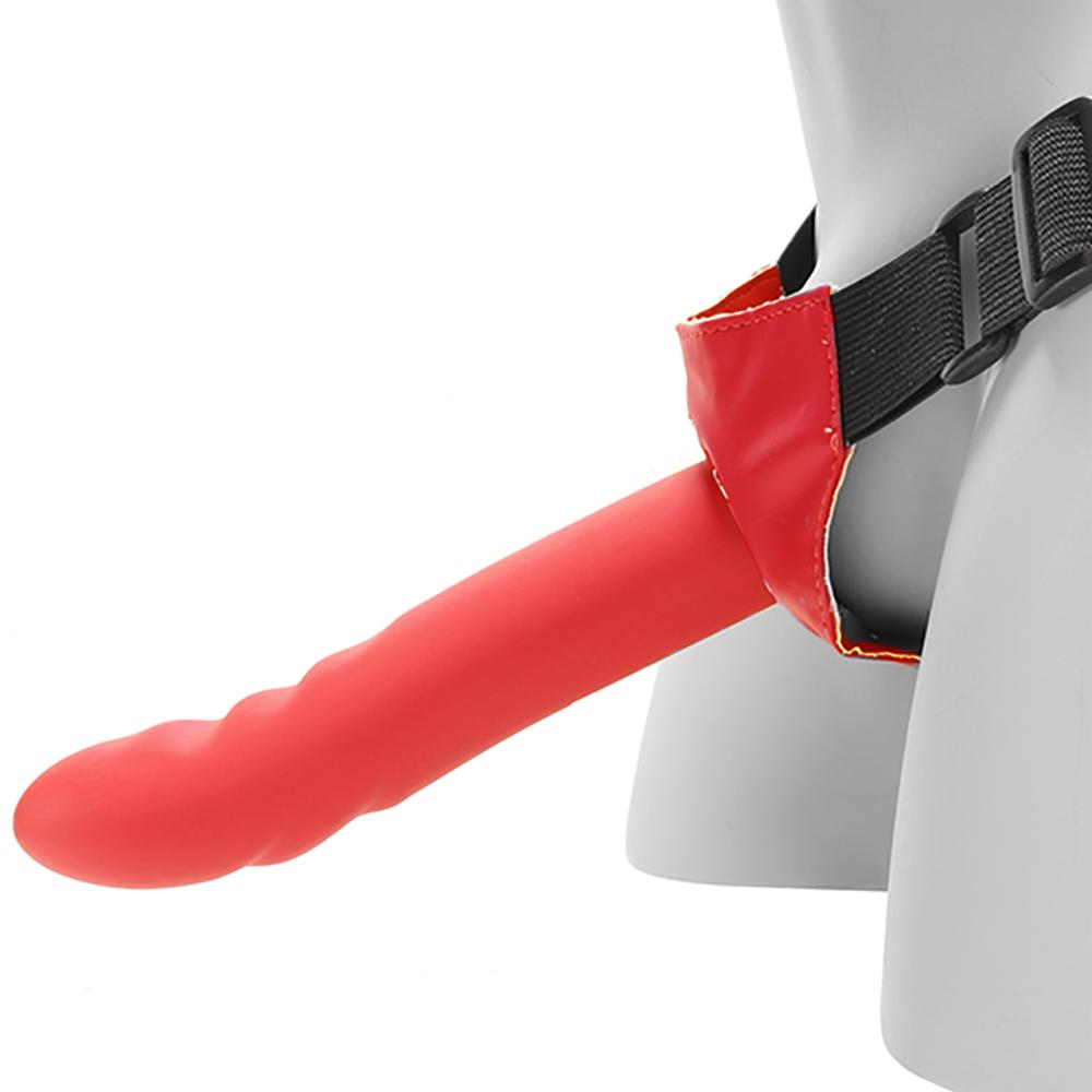 Ouch! Hollow Curved Strap-On - Red - Image 5